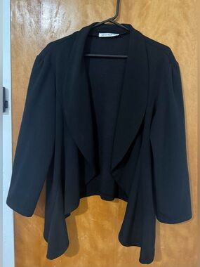 Doublju Black open front draped Blazer, 3X, P2P: 26-27” EUC